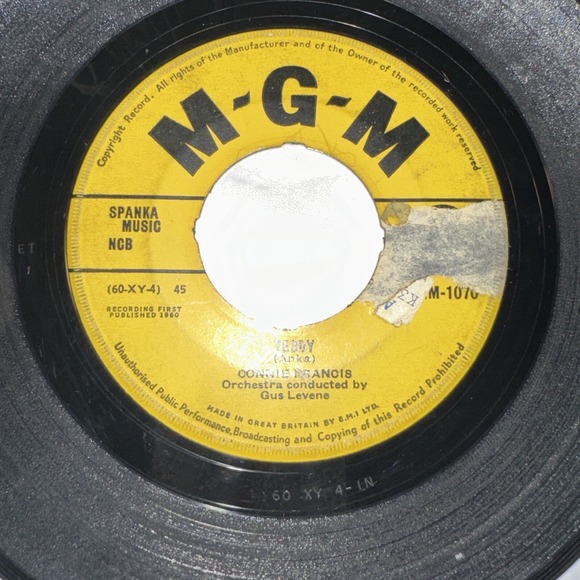 Connie Francis 45 RPM Vinyl Record Mama Teddy MGM 1959 Vintage Music - Picture 3 of 6